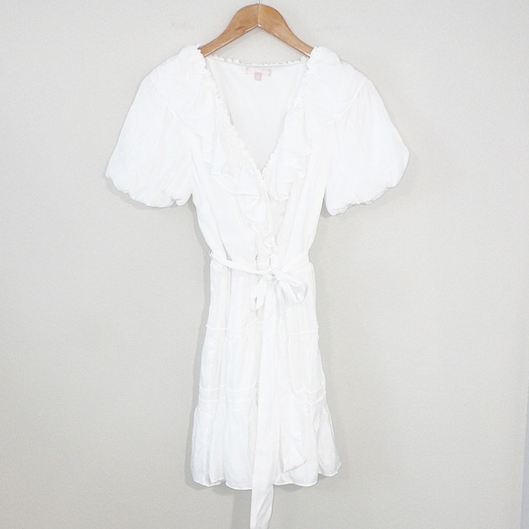 LOVE COLETTE White Puff Sleeve Mini Dress Size Medium Like New! - Picture 3 of 7